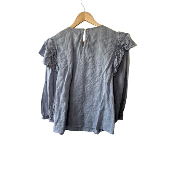 Universal Thread Blue Ruffle Short Sleeve Blouse Women's Size Large - Picture 4 of 5